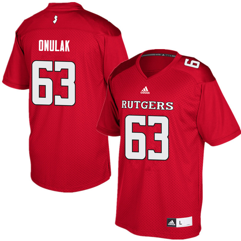 Men #63 Jim Onulak Rutgers Scarlet Knights College Football Jerseys Sale-Red